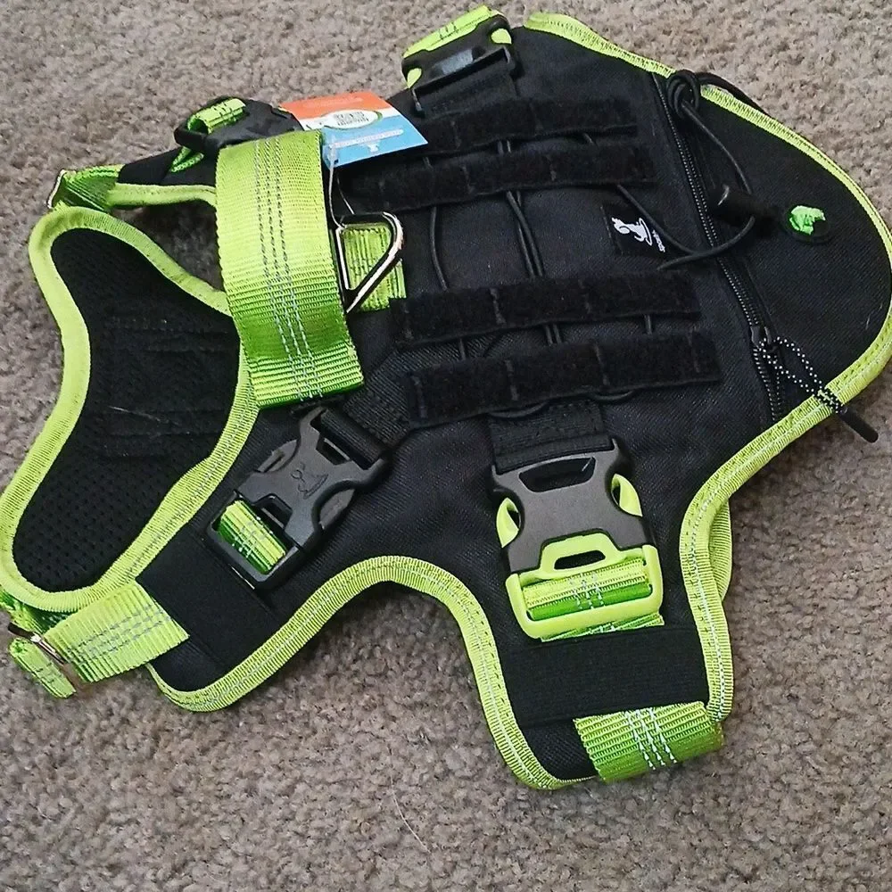 No Pull Dog Harness  Heavy Duty Dog Harness with Handle and Poop Bag Holder Sz M